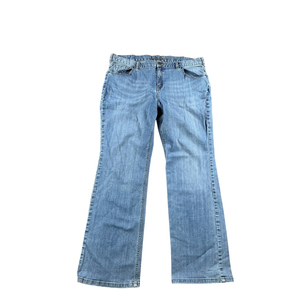 Lands End Womens Size 18 Blue Bootcut Jeans Medium Wash Mid Rise Denim 388669